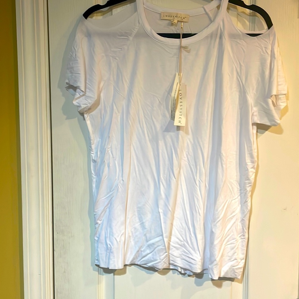 NWT LoveStitch White Cold Shoulder size L